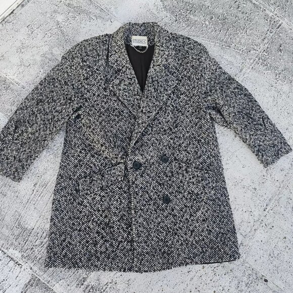 Studio C Women Long Coat Wool Blend Warm Winter Jacket Made in USA Size L - Picture 4 of 14